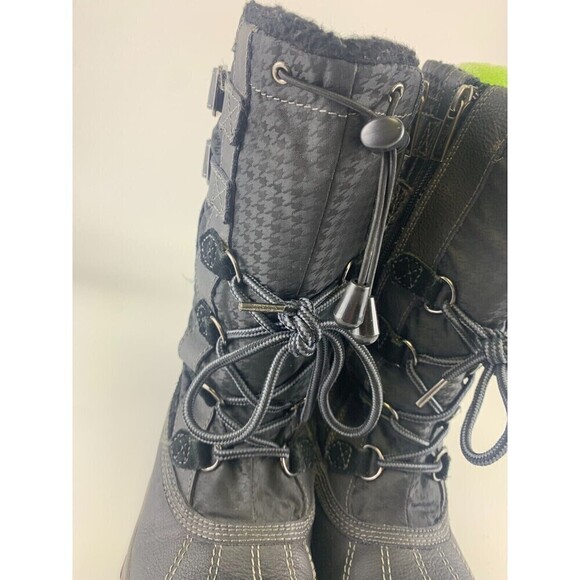 BOGO Pajar Mid Lace Up Snow Boot Black Suede Waterproof Zip Buckles Womens 6-6.5 - Picture 4 of 16